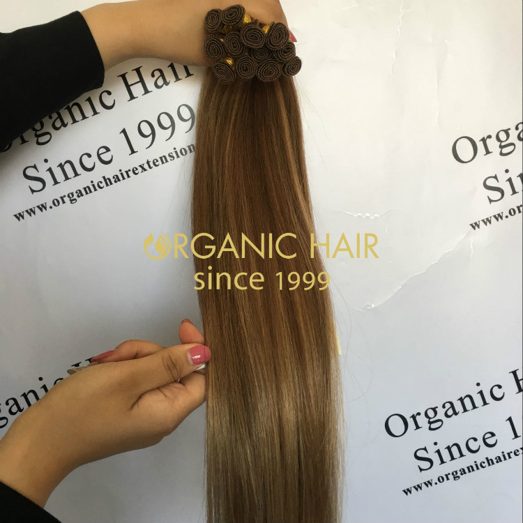 Russian remy hair hand tied weft for cuticle from Chinese factory GT20